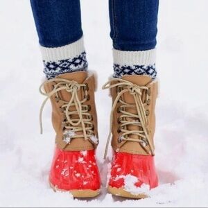 Sperry Red and Tan Winter Boots